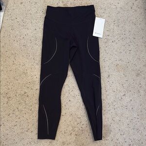 Black Leggings with Reflective Accents